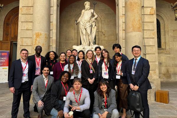 Group shot of MSc students outside the European Climate Summit