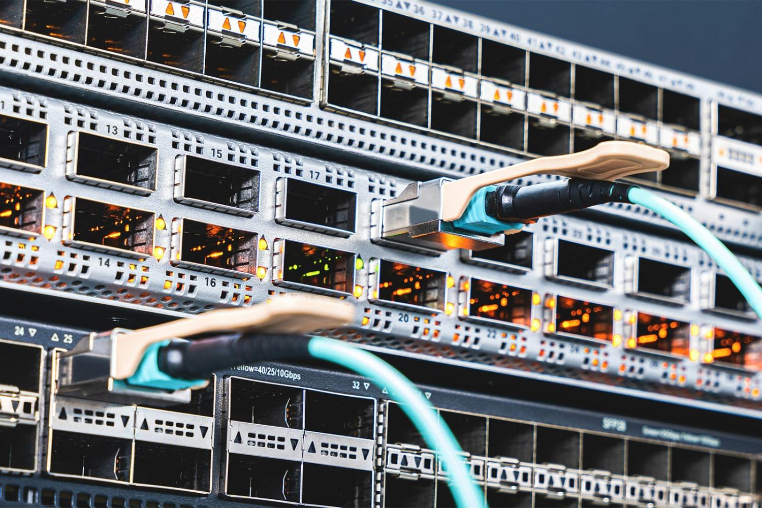 Wires connected to a server