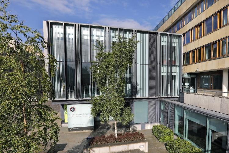 Photo of the outside of the University of Edinburgh Business School's entrance