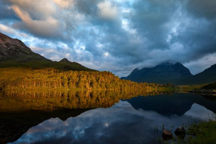 Morning light over a loch on the west coast of Scotland