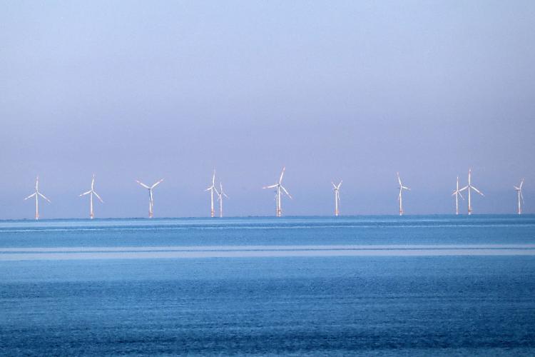 Offshore wind turbines out at sea