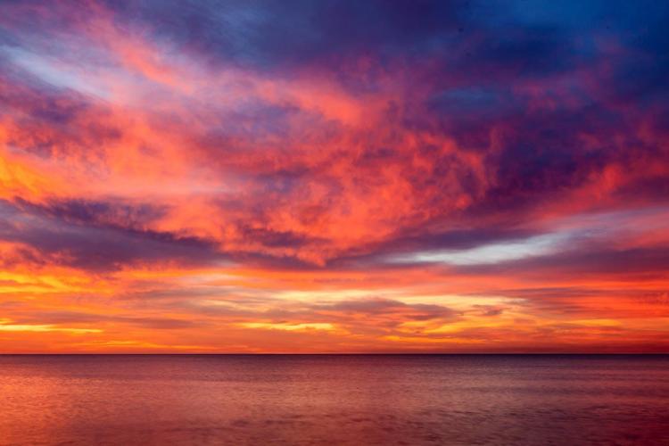 Red sunset over the sea
